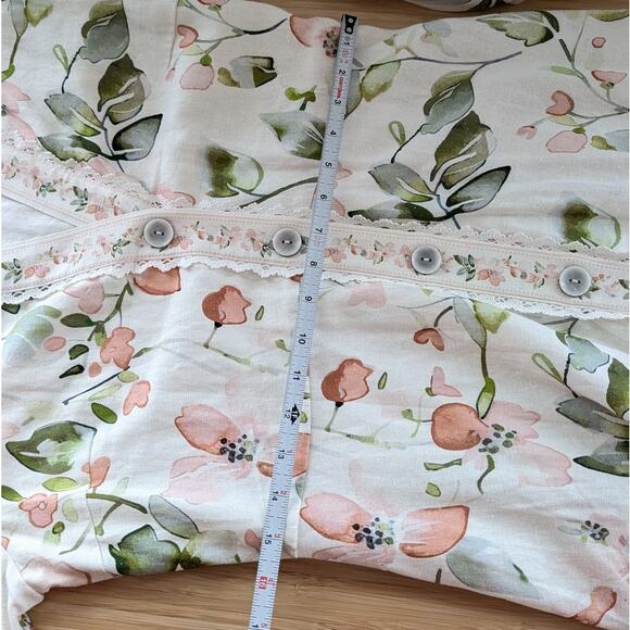 NWT Caroline Constas White Floral Print Long Sleeve Midi Maxi Linen Dress, sz M - Picture 5 of 8